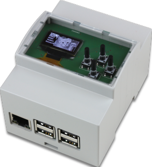 DIN Rail 4M enclosure with OLED display and 4 keys keypad 